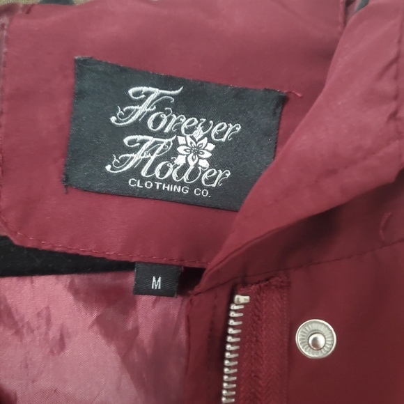 Forever Flower Maroon Hooded Utility Jacket - Picture 5 of 6
